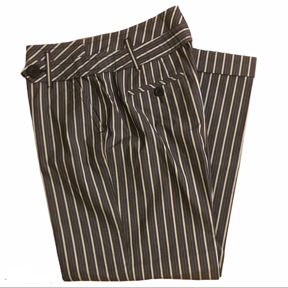 ANN TAYLOR LOFT Striped Trouser with cuff gray